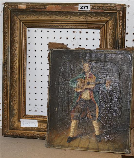 Gilt framed oil of a musician